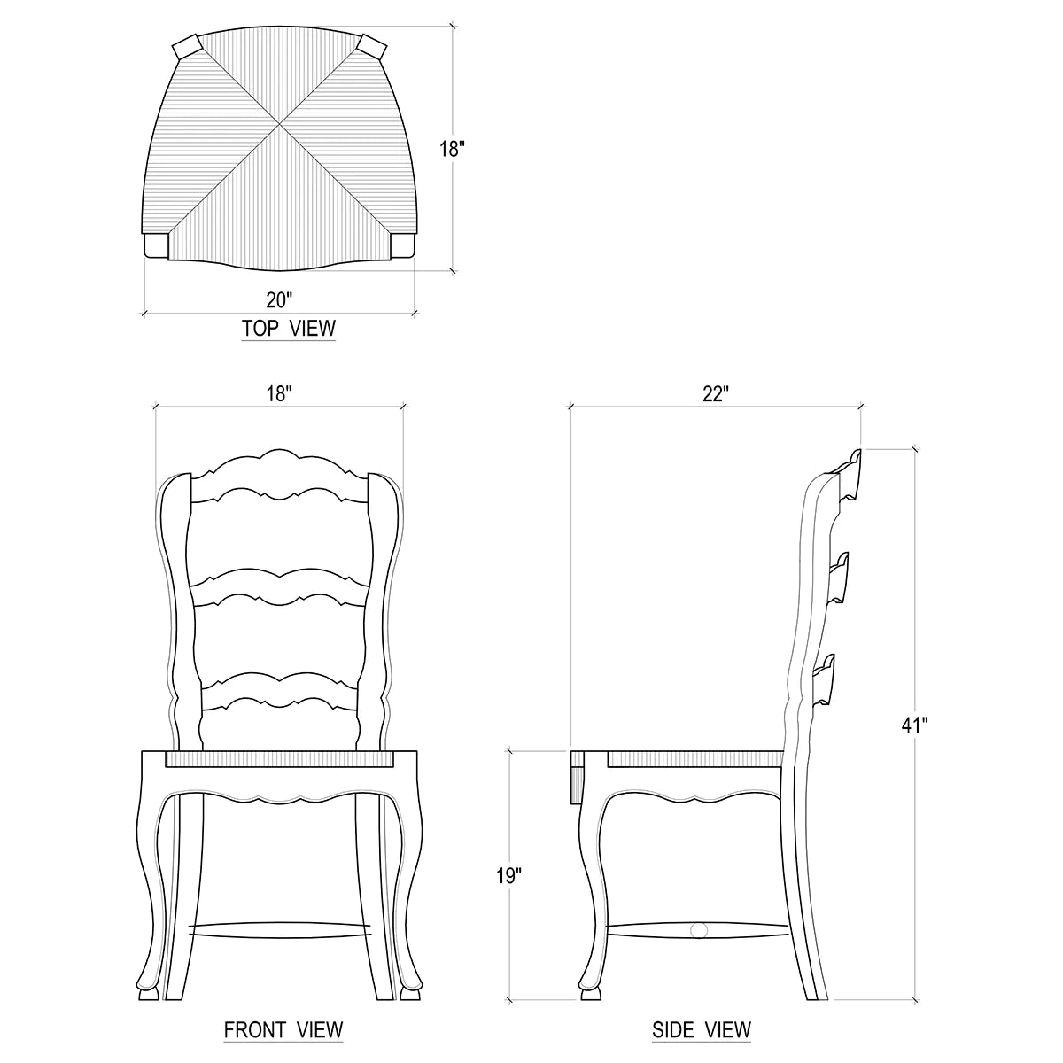 Bramble French Country Ladderback Dining Chair Set of 4 Driftwood
