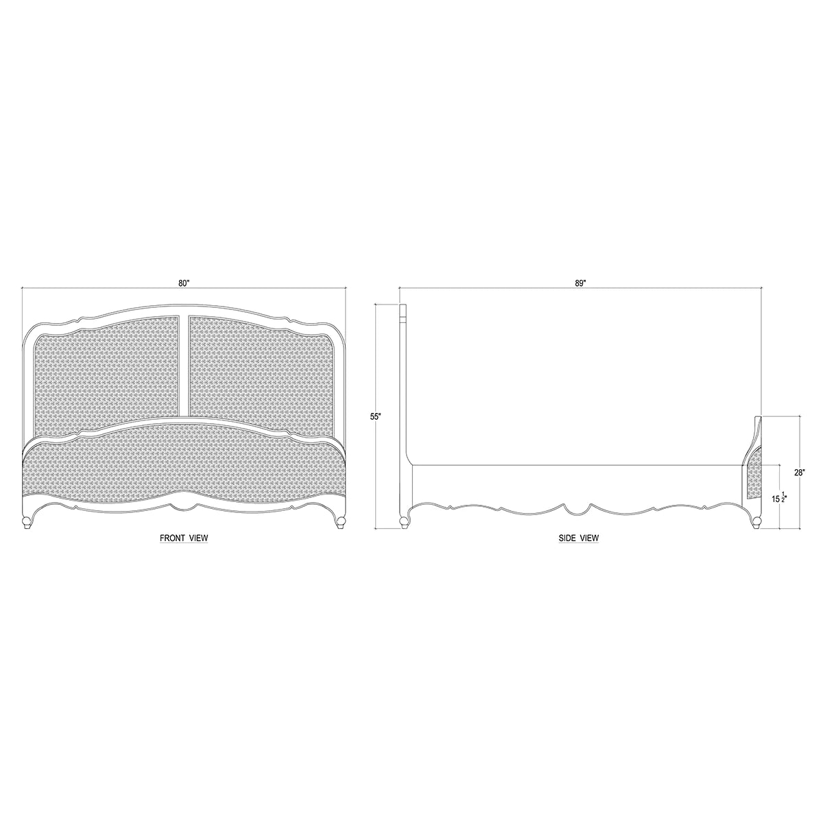 Covington Rattan Bed Rattan -Architectural White, Rattan Natural,  King