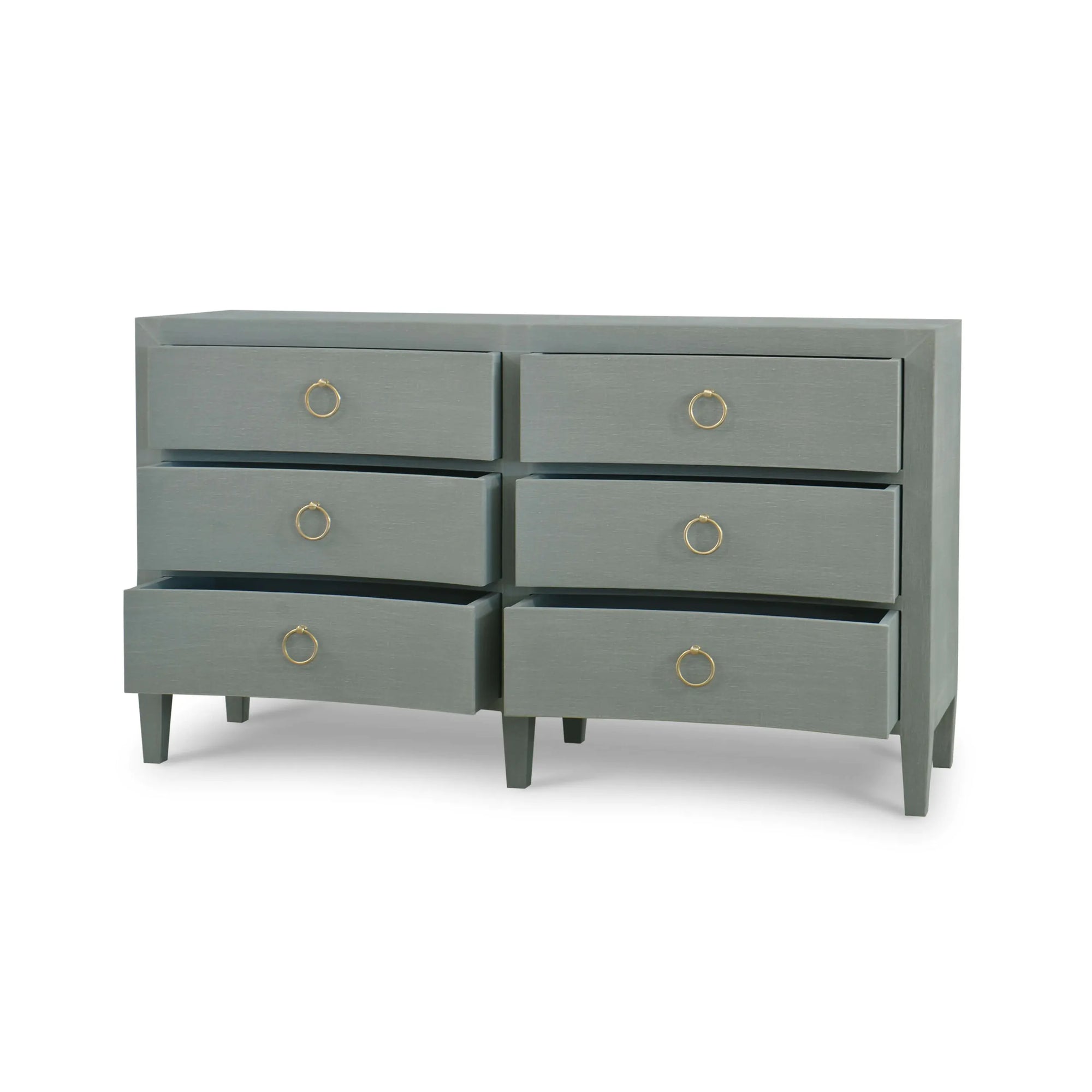 Mornington Linen Wrapped 6 Drawer Dresser In Pale Blue