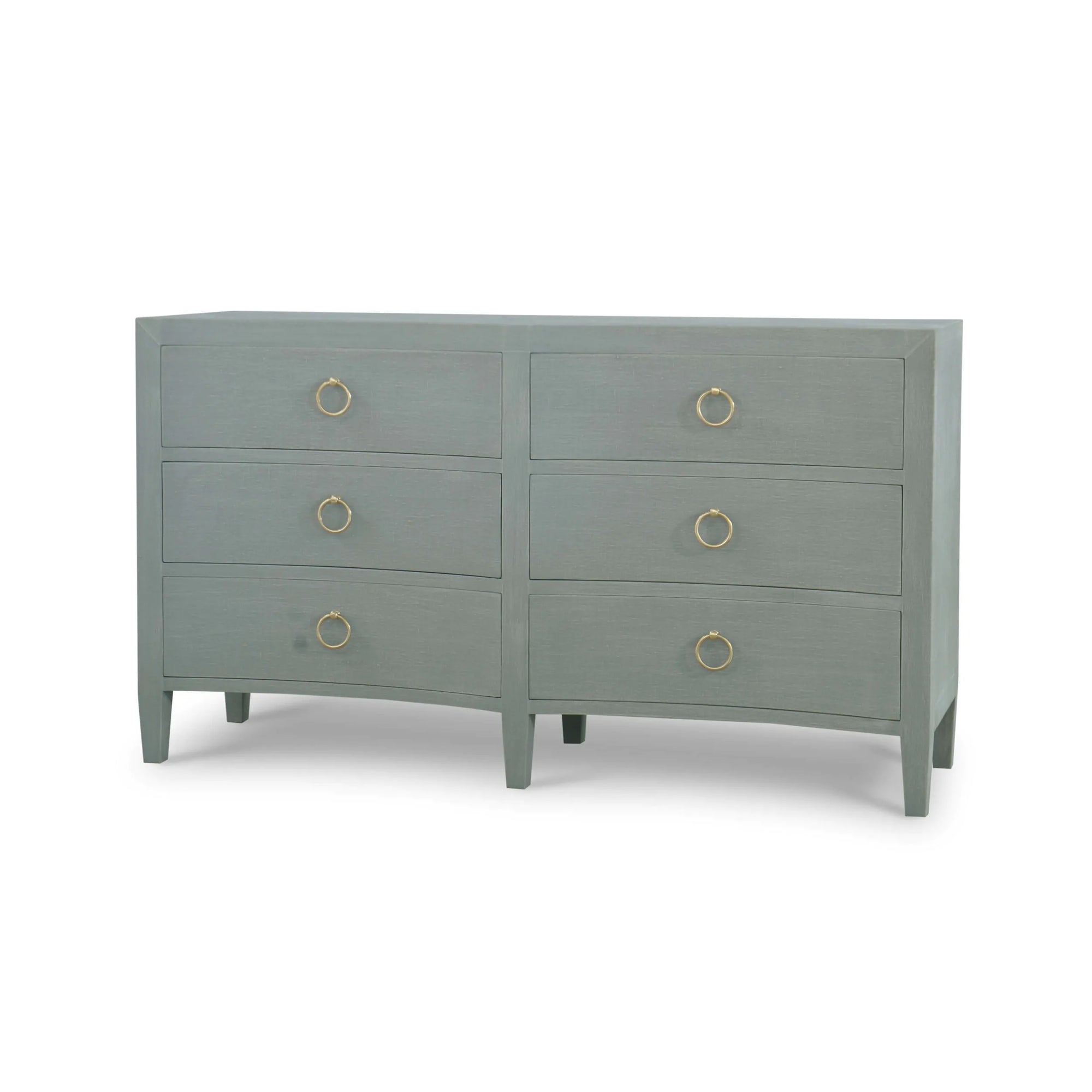 Mornington Linen Wrapped 6 Drawer Dresser In Pale Blue
