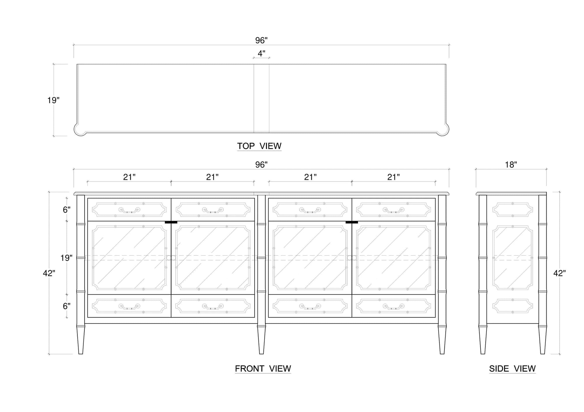 Bramble Grosvenor Sideboard w/ Drawers in Fruitwood w/ True White Interior