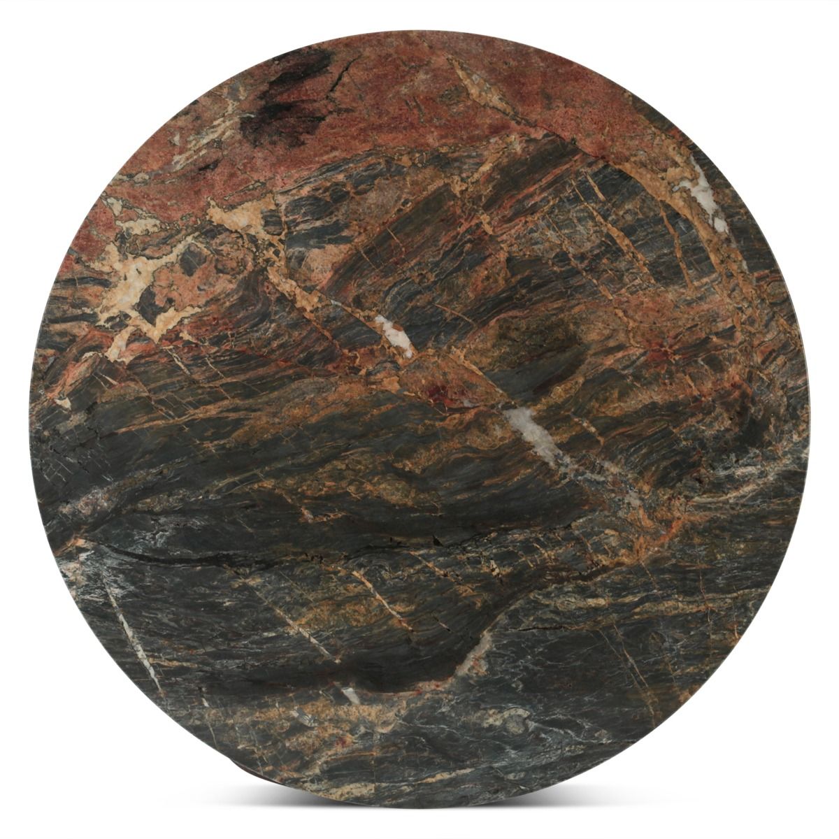 Vista 48" Round Dining Table with Lava Marble and Dark Oak Base