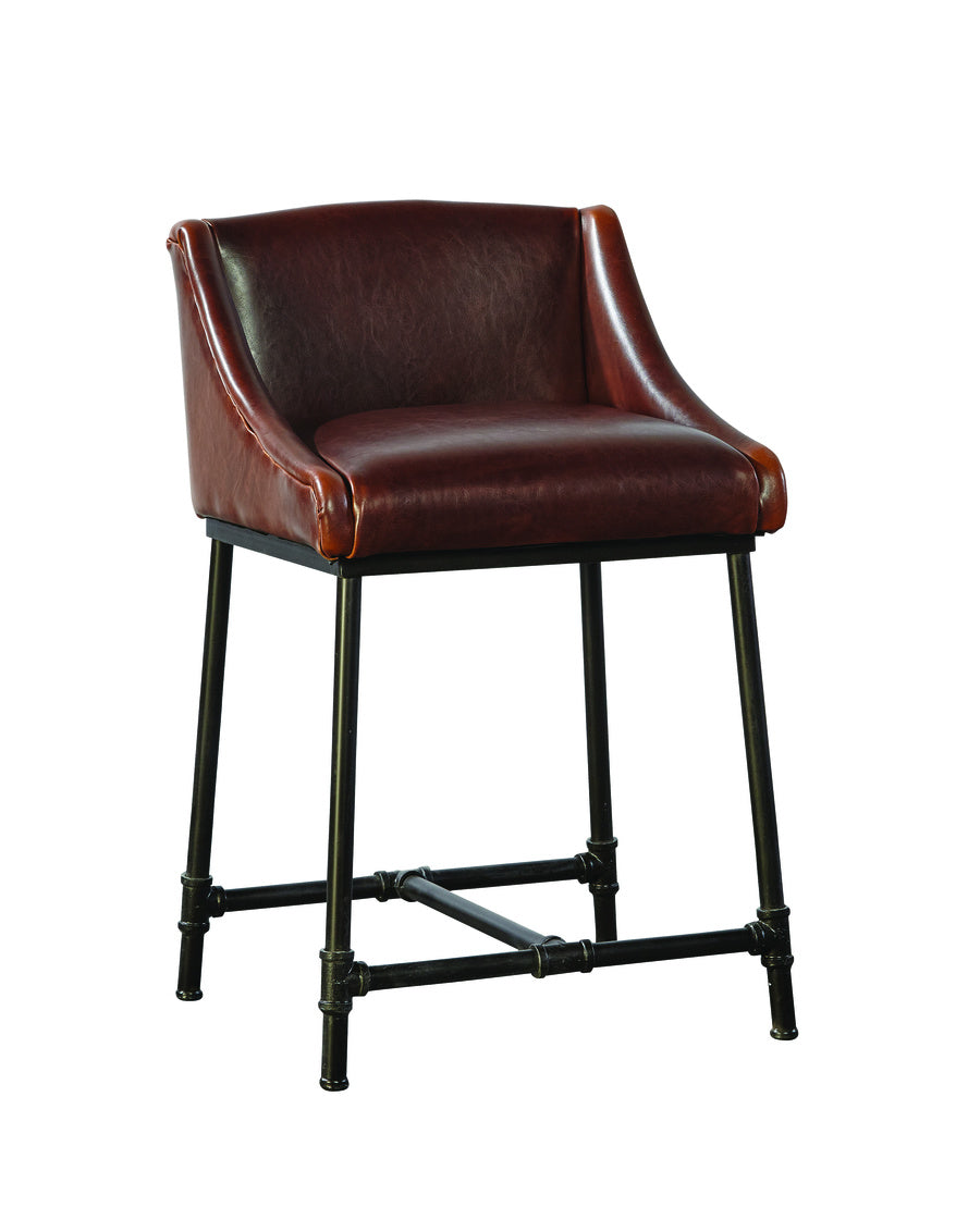 Iron Pipe Counter Height Leather Industrial Bar Stool Set of 3