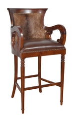 Elegant Scroll Arm Hair on Hide Barstool Set of 2 - Furniture on Main