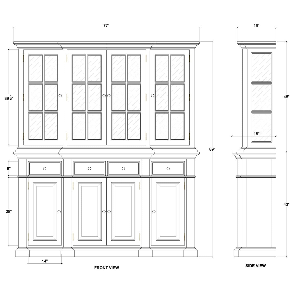 Farmhouse Buffet with Hutch White Distressed - Furniture on Main