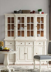 Farmhouse Buffet with Hutch White Distressed - Furniture on Main