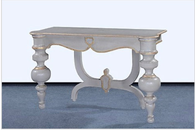 Console Table in Pewter with Gold Accents - Furniture on Main