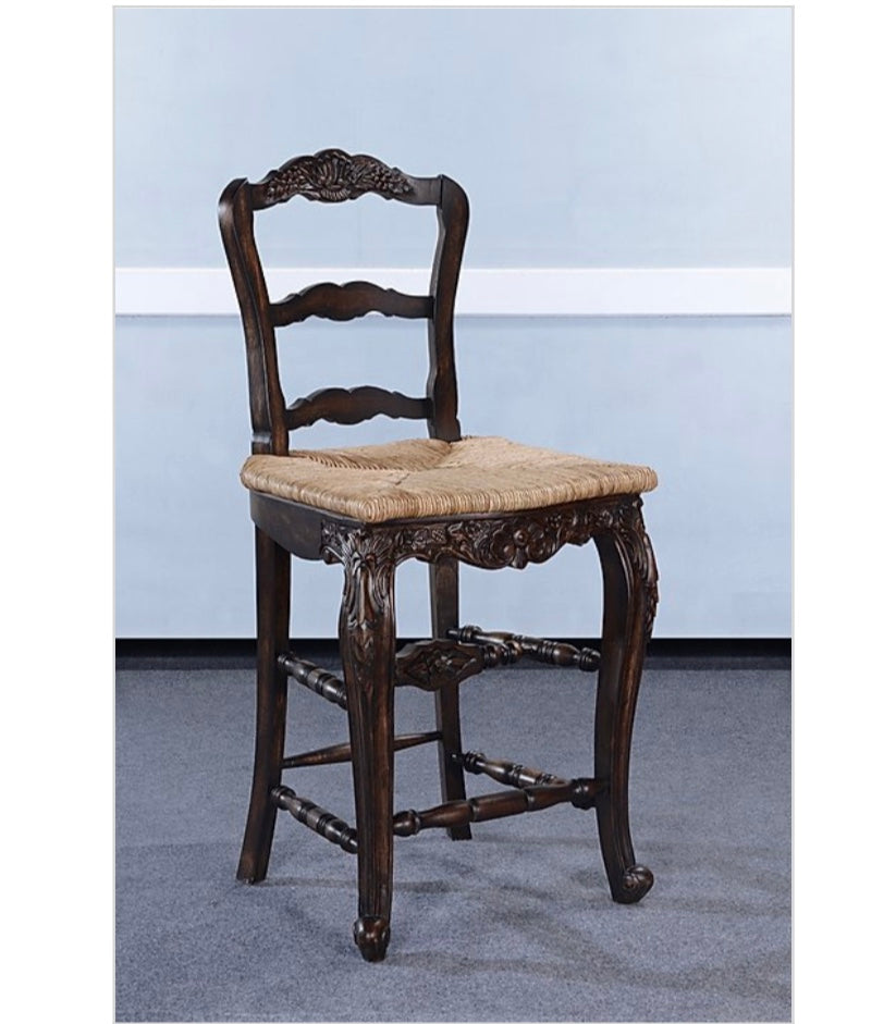 Farmhouse Walnut Rush Seat Counter Height Barstool Set of 3 - Furniture on Main