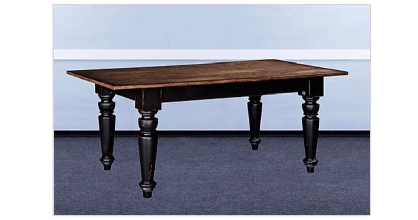 Rustic Farmhouse Dining Table 84" Black Distressed Reclaimed Wood Top - Furniture on Main