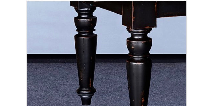 Rustic Farmhouse Dining Table 84" Black Distressed Reclaimed Wood Top - Furniture on Main