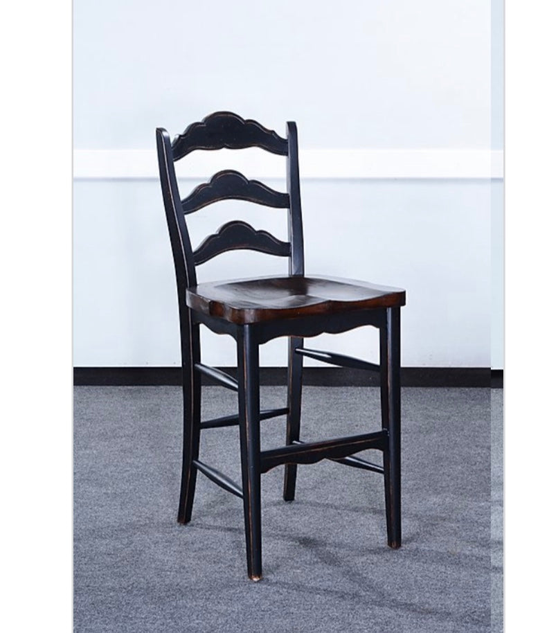 Rustic Farmhouse Blackwash Counter Height Barstool Set of 3 - Furniture on Main