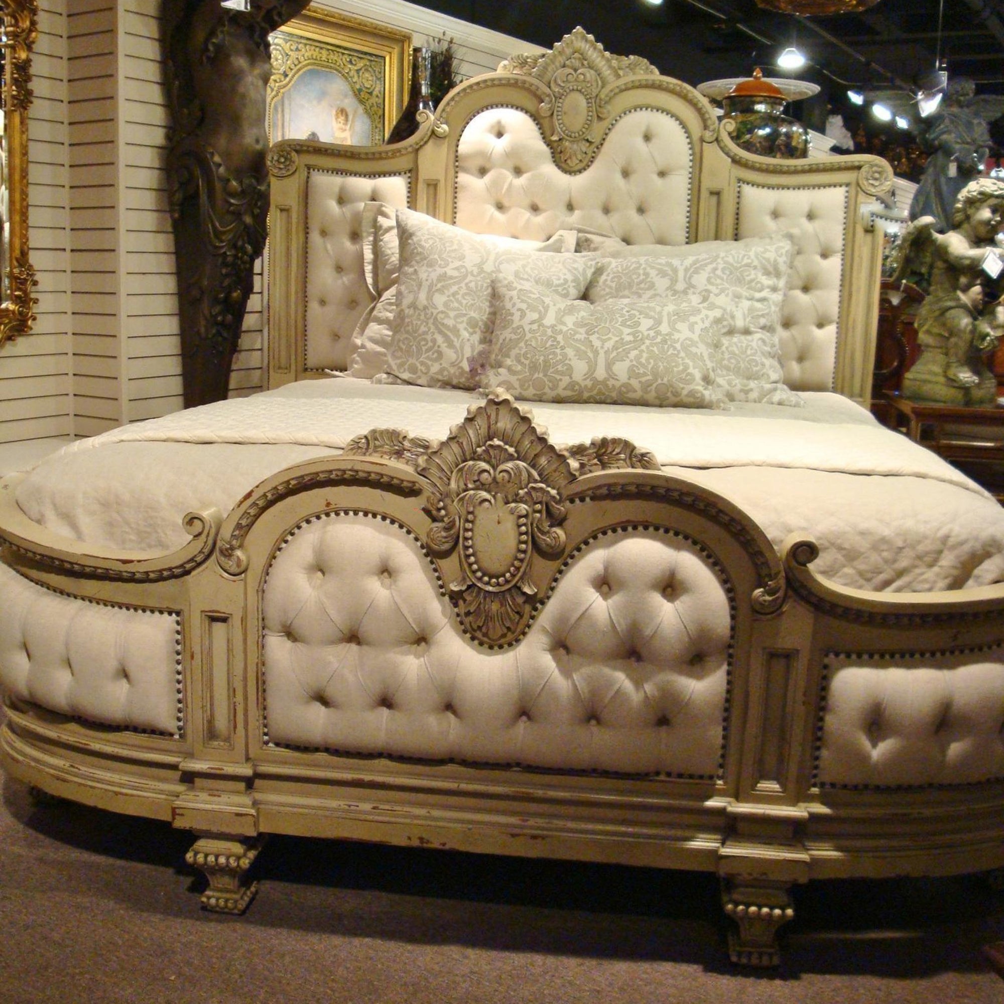 Massive Mansion King Bed Parchment Finish - Furniture on Main