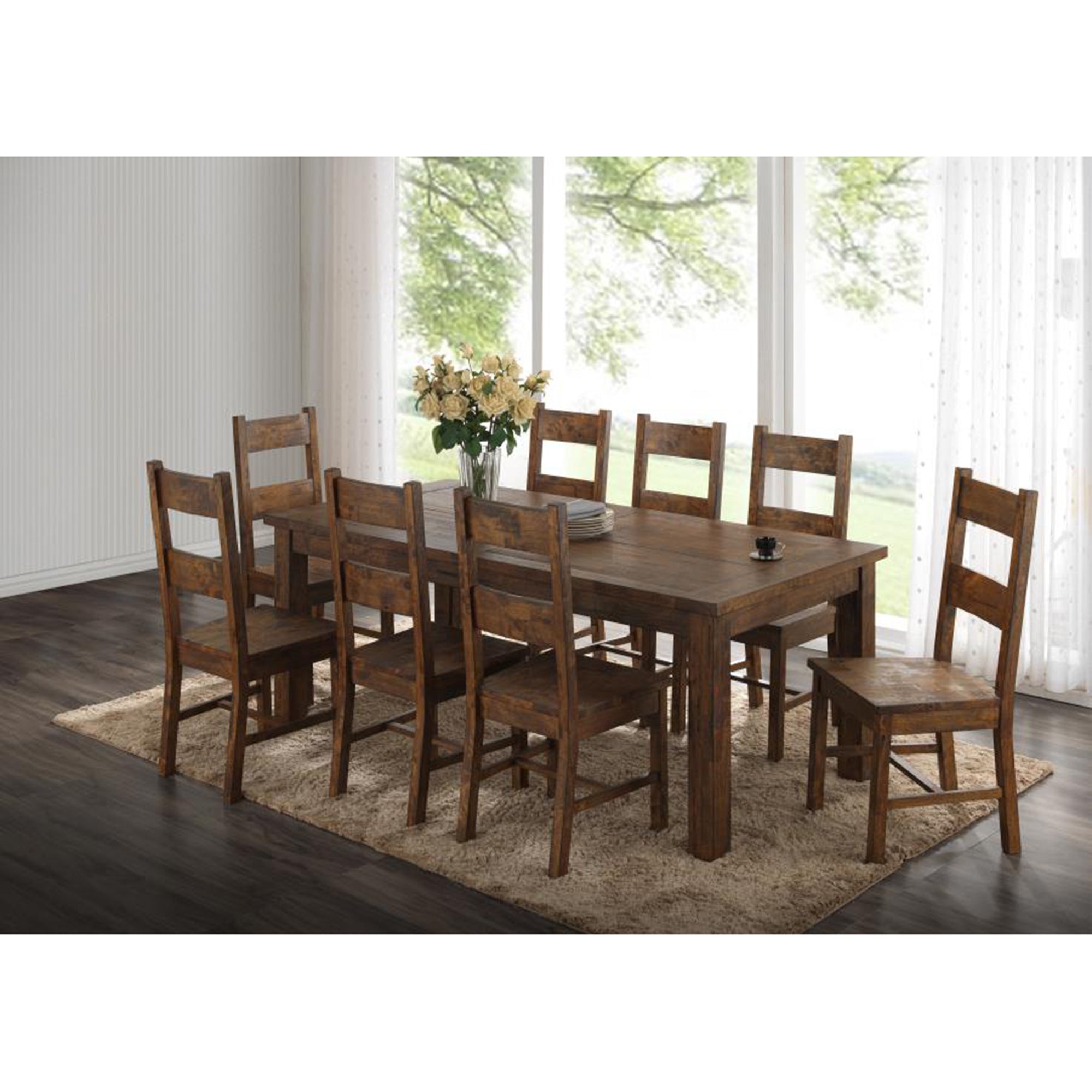 Farmhouse Ladderback Dining Chair Rustic Pecan Set of 4 - Furniture on Main