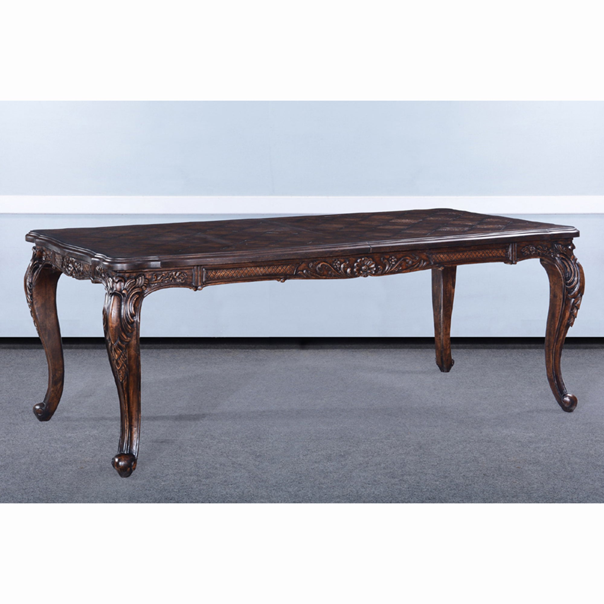 French Extension Dining Table Distressed Walnut Finish - Furniture on Main