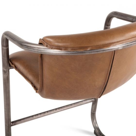 Metal Stationary Bar Height Barstool Set of 4 Stools Chestnut Leather - Furniture on Main