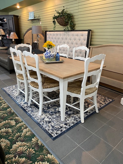 Farmhouse Dining Table & 6 Chairs White & Driftwood Set - Furniture on Main