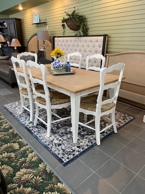 Farmhouse Dining Table & 6 Chairs White & Driftwood Set - Furniture on Main