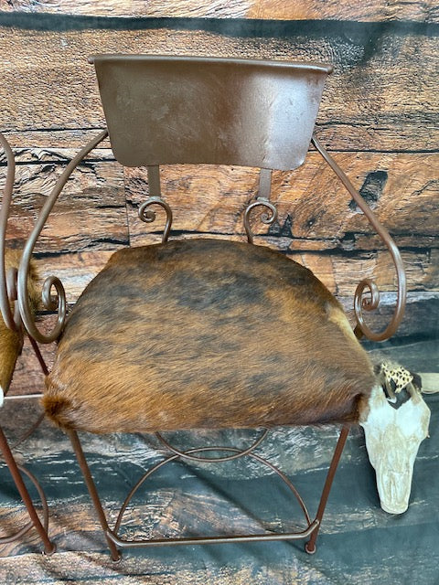 Set of 3 Iron Counter Height Barstools Hair on Hide - Furniture on Main