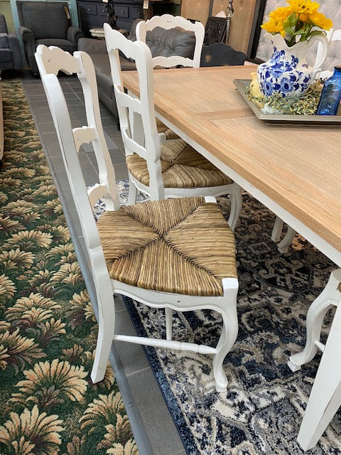 Farmhouse Dining Table & 6 Chairs White & Driftwood Set - Furniture on Main