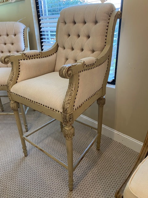 Elegant Continental Linen Bar Height Stool