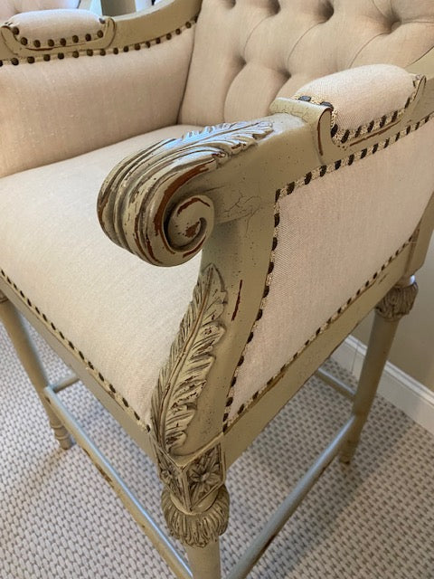 Elegant Continental Linen Bar Height Stool