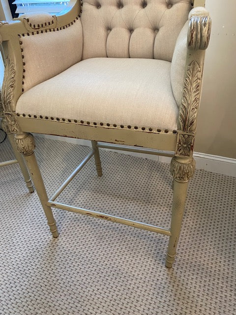 Elegant Continental Linen Bar Height Stool