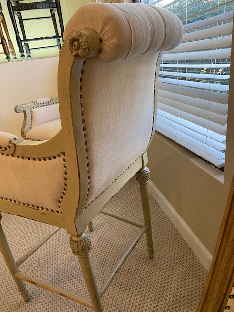 Elegant Continental Linen Bar Height Stool