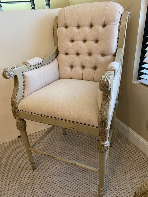 Elegant Continental Linen Bar Height Stool