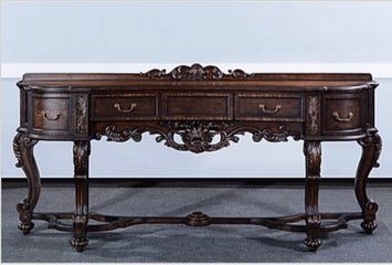 Old World Antiqued Walnut Hand Carved Sideboard - Furniture on Main