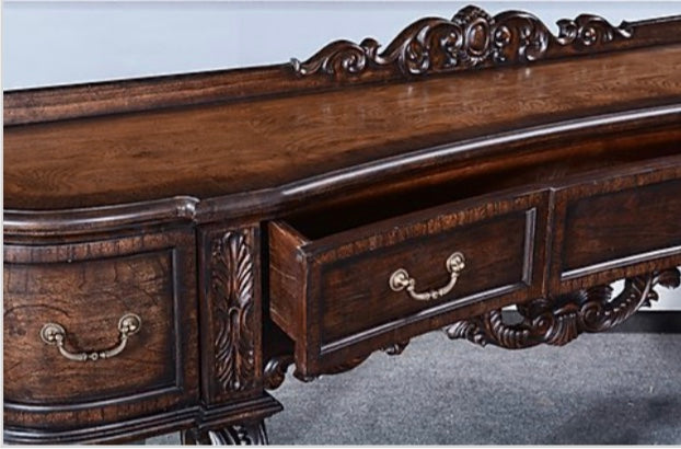 Old World Antiqued Walnut Hand Carved Sideboard - Furniture on Main
