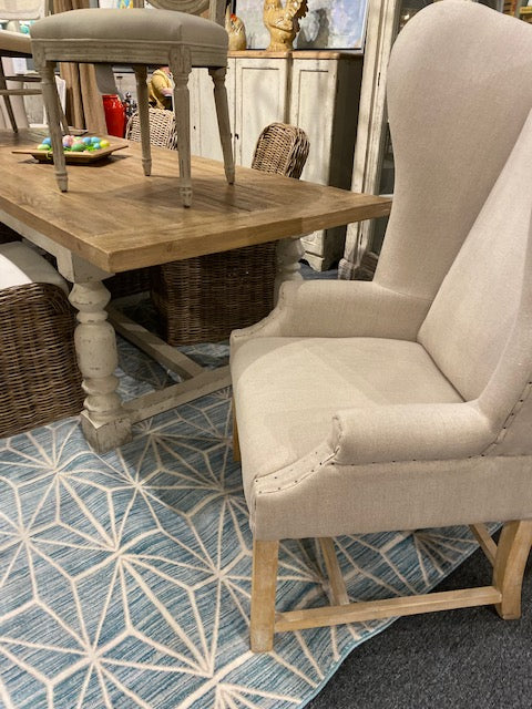 Grand Linen Wing Back Chair Large Wing Chair