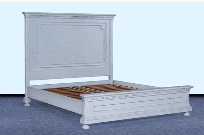 Heirloom King Bed White Distressed - Furniture on Main