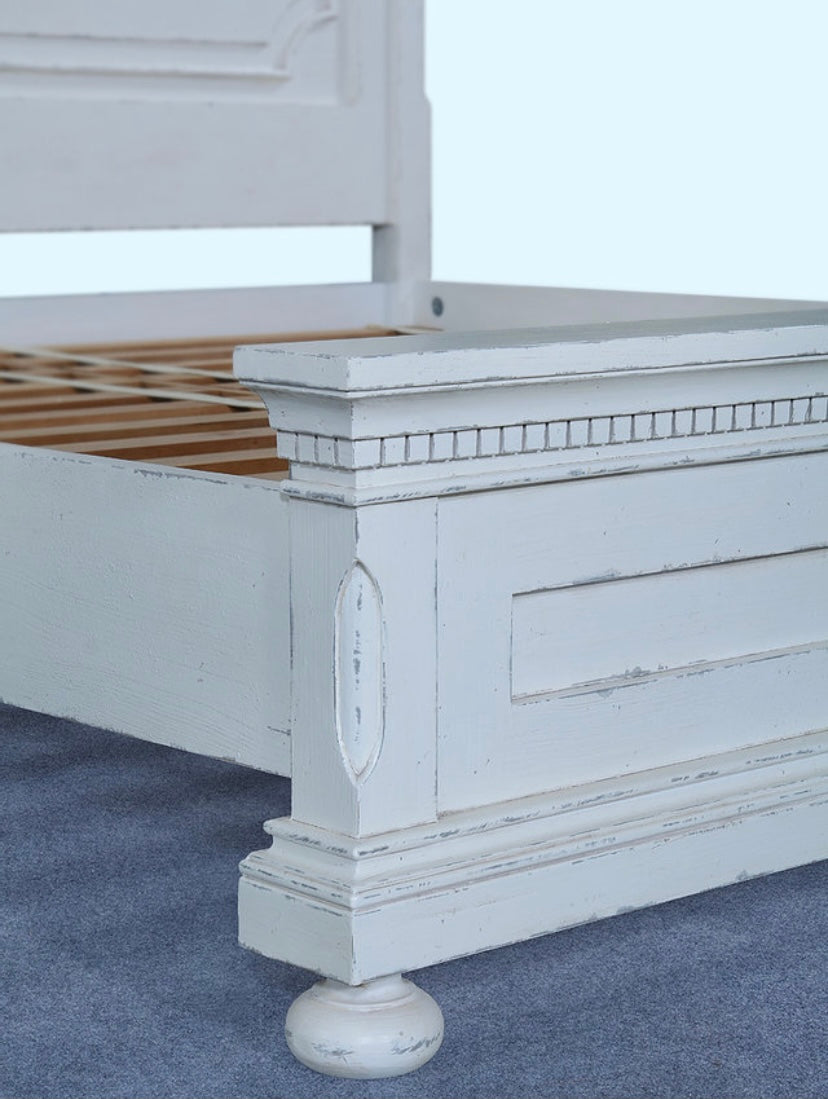 Heirloom King Bed White Distressed - Furniture on Main
