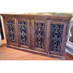 Rustic Brown Iron Inserts Credenza Buffet Media - Furniture on Main