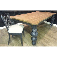 Steven Shell 84" Boules Dining Table Black Distressed - Furniture on Main