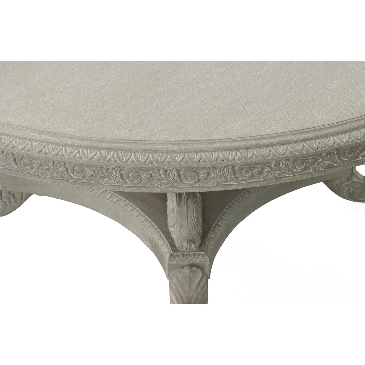 Angelia Misty Grey Hand Carved Pedestal 72" Dining Table