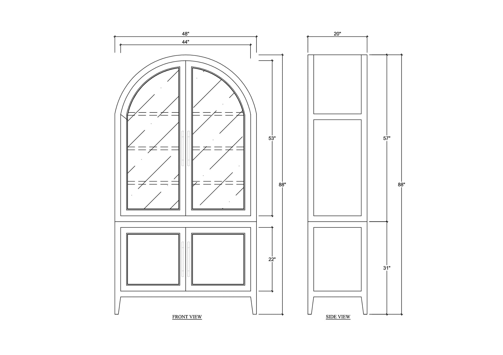 Lumina Glass Cabinet in Walnut w/ Putty Interior Bramble