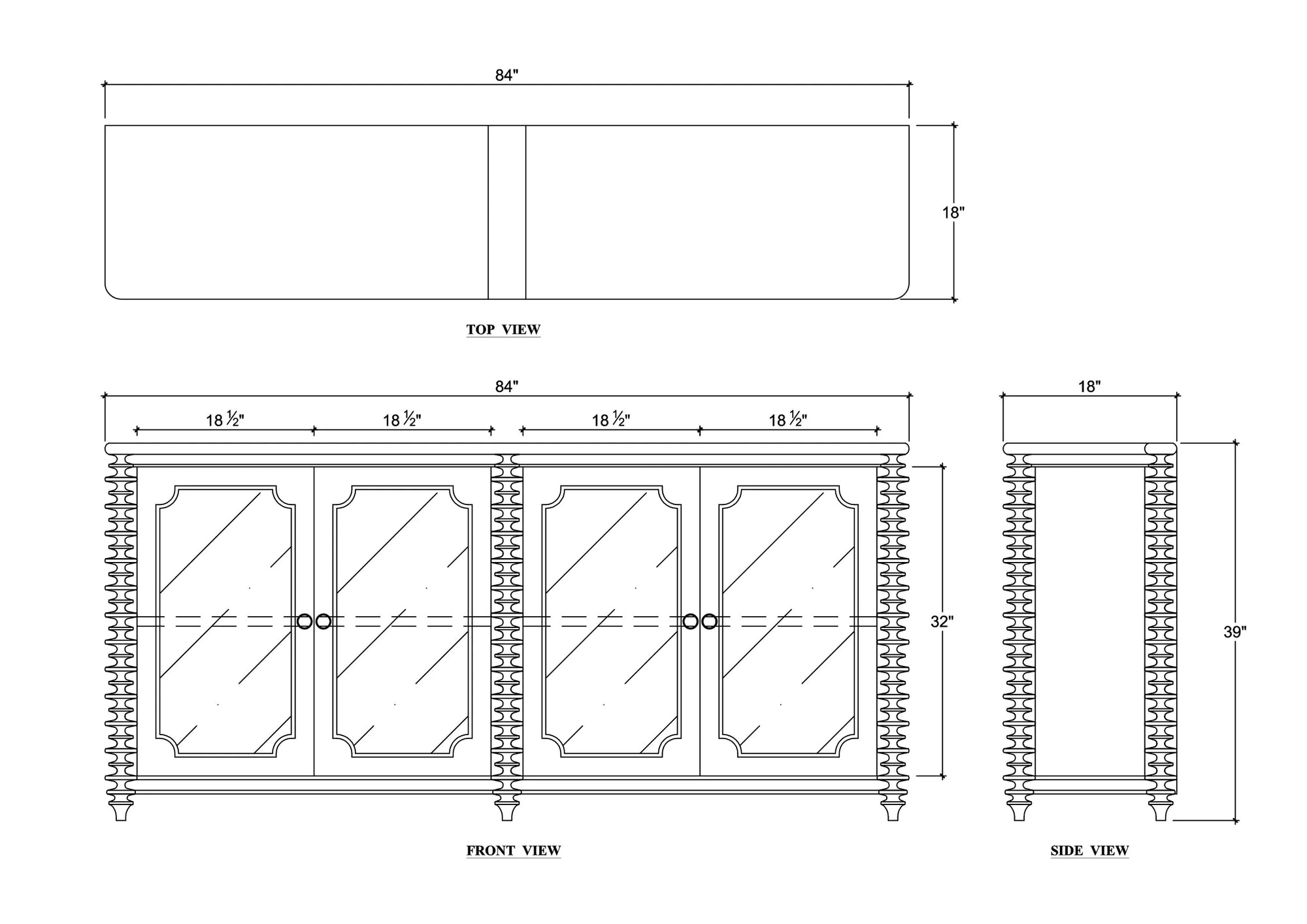 Bramble Milano 4 Door Sideboard in Fruitwood