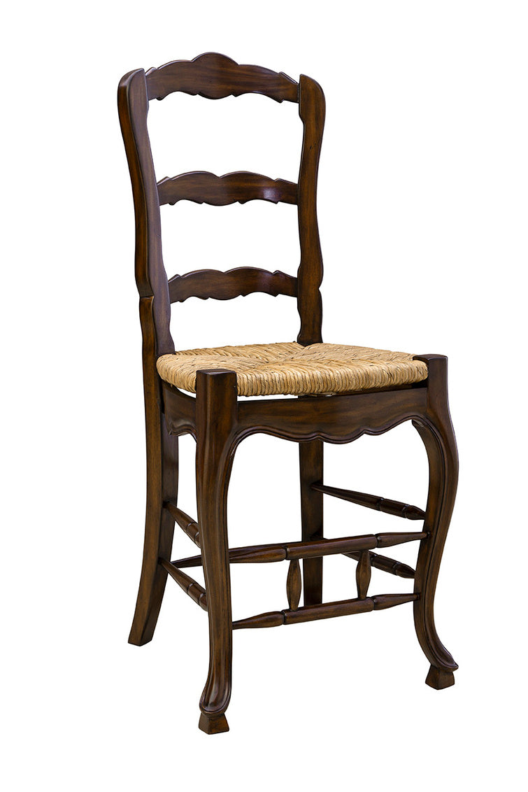 24" Ladderback Counter Stool Mahogany Stained Set of 3