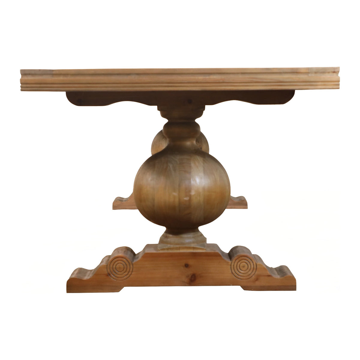 Ball Leg Dining Table with Metal Inlay Corner Reclaimed Pine Wood 118"
