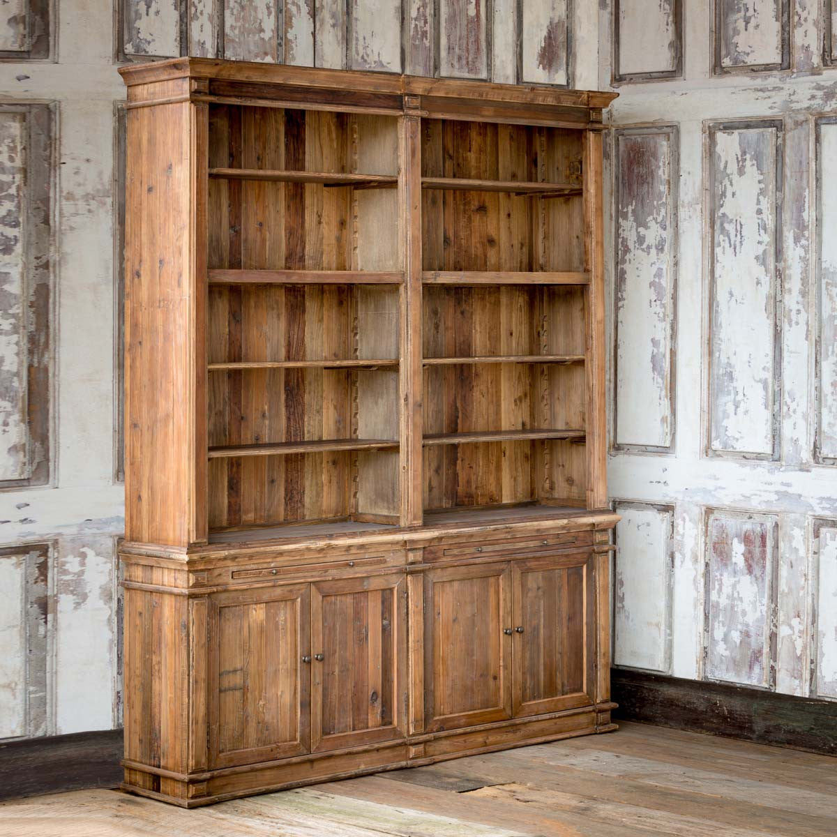 Reclaimed Pine Library Bookcase Display Cabinet