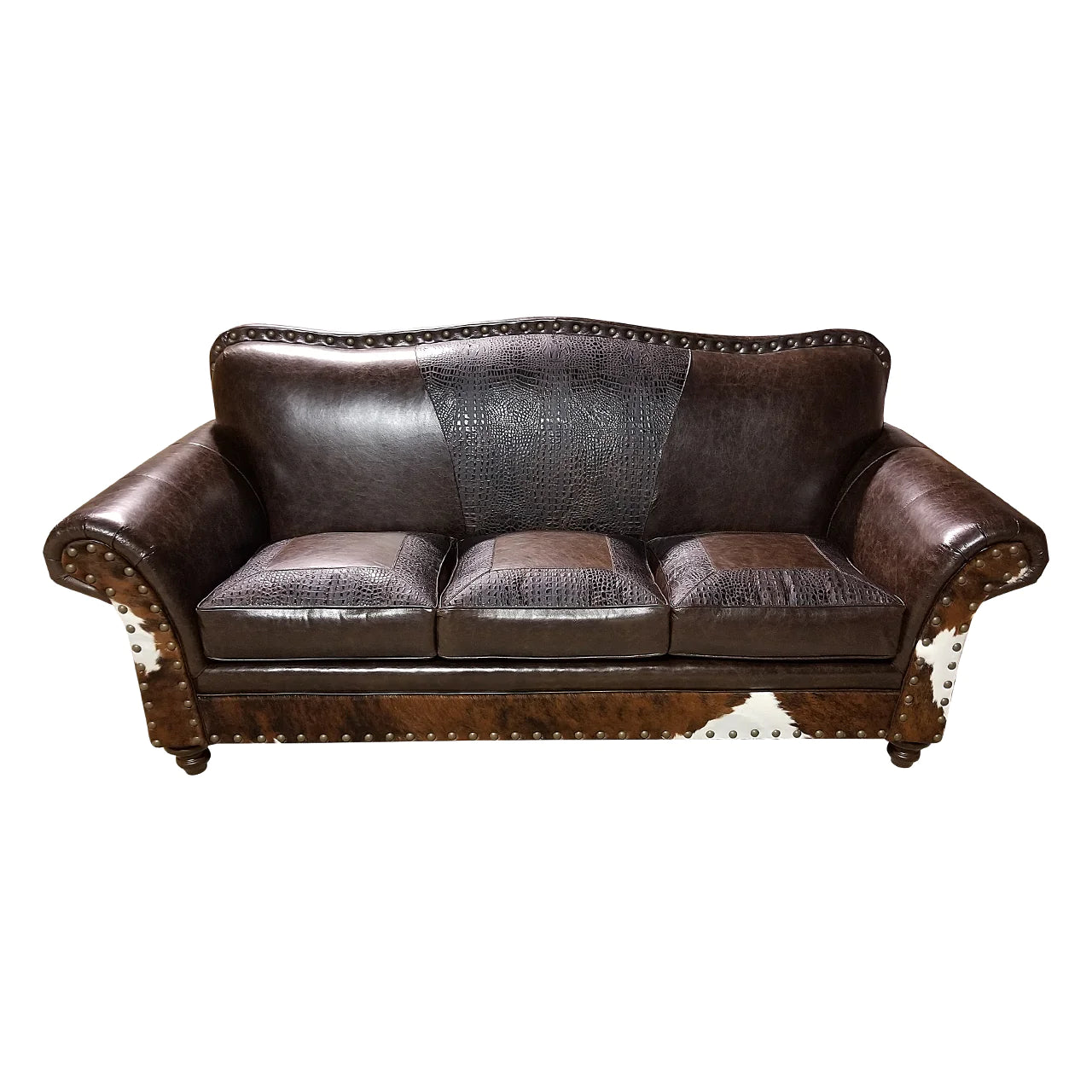 3 Cushion Western Cowhide Sofa Exotic Leathers