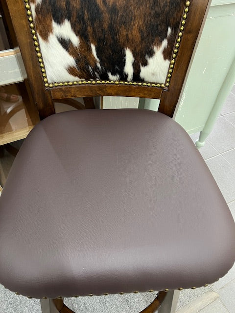 Southfork Ranch Cowhide Bar Height Barstool Set of  3