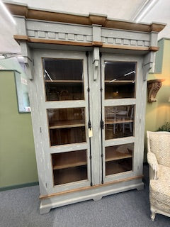 Steven Shell Hyde Two Door Display Cabinet Bookcase Grey Crush