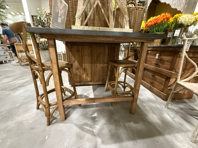 Botanist's Work Bench 107" Reclaimed Wood Metal Top Island