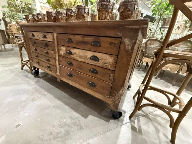 The Crafters Work Station Reclaimed Wood Rolling Island