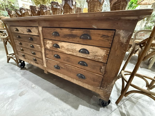 The Crafters Work Station Reclaimed Wood Rolling Island
