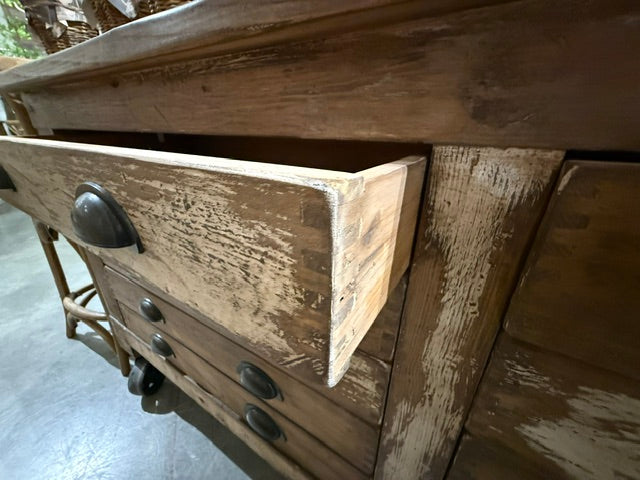 The Crafters Work Station Reclaimed Wood Rolling Island