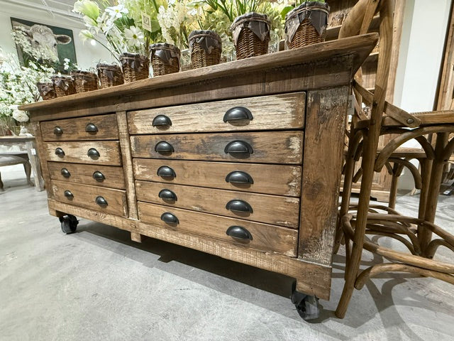 The Crafters Work Station Reclaimed Wood Rolling Island