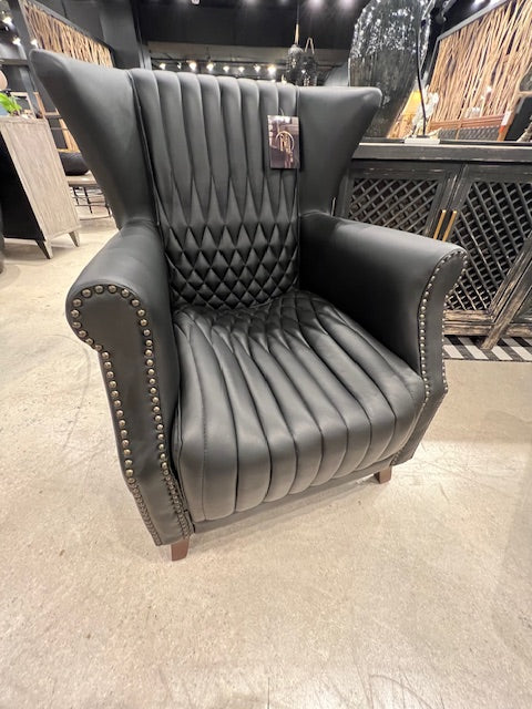 Black Paris Flea Market Chair Black Top Grain Leather